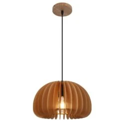 1 Light Black/Brown Single Dome Pendant Light With Shade, No Bulbs Included