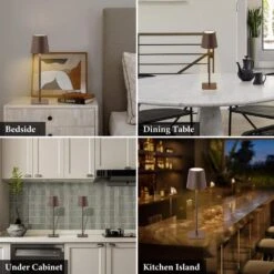 4-Pack 14 In. Brown LED Cordless Table Lamp, 3CCT Dimmable Portable Desk Lamps -Lamp Parts brown c cattleya table lamps hca2615 4tb 31 1000