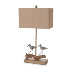 HomeRoots 30 In. Brown Coastal Table Piper Duo Lamps With Brown Shade (Set Of 2)