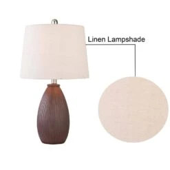 22 In. Brown Vintage Dimmable Ceramic Bedroom Living Room Bedside Desk Nightstand Table Lamps (Set Of 2) -Lamp Parts brown maxax table lamps t24 bn fa 1000