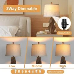 Salem 24 In. Brown Modern Dimmable Resin Bedroom Living Room Bedside Desk Nightstand Table Lamps Usb Port Set Of 2 -Lamp Parts brown maxax table lamps t243 wg 66 1000