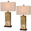 29.5 In. Hammertone Brown Mercury Glass And Antique Brass Metal Pillar Table Lamps 2 29.5 In. Hammertone Brown Mercury Glass And Antique Brass Metal Pillar Table Lamps -Lamp Parts brown mercury glass antique brass fangio lighting table lamps w 5154 2pk 64 1000