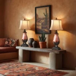 Set Of 2 Farmhouse Rustic Table Lamps, 3-Color Temperature Dimmable For Bedroom And Living Room Western Decor -Lamp Parts brown resin rottogoon table lamps hmlp468az2 1d 1000