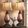 Set Of 2 Farmhouse Rustic Table Lamps, 3-Color Temperature Dimmable For Bedroom And Living Room Western Decor -Lamp Parts brown resin rottogoon table lamps hmlp468az2 64 1000
