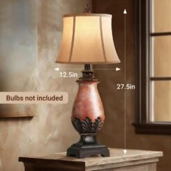 Set Of 2 Farmhouse Rustic Table Lamps, 3-Color Temperature Dimmable For Bedroom And Living Room Western Decor -Lamp Parts brown resin rottogoon table lamps hmlp468az2 c3 1000