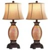 27. 5in Farmhouse Brown Resin Table Lamps For Living Room, Traditional Bedroom Lamps For Night Stands Antique Decor -Lamp Parts brown resin rottogoon table lamps hmlp469az2 64 1000