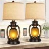 23.8 In. Brown Farmhouse Tabel Lamp (Set Of 2), Rustic Bedside Lamps Vintage Cottage Lamps With 2 USB Ports For Bedroom 1 23.8 In. Brown Farmhouse Tabel Lamp (Set Of 2), Rustic Bedside Lamps Vintage Cottage Lamps With 2 USB Ports For Bedroom -Lamp Parts brown rottogoon table lamps hmlp143az2 64 1000