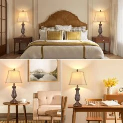 30 In. Brown Mermaid Farmhouse Table Lamps, Touch Bedroom Lamps With USB Ports 2-Bulbs Resin Rustic Lamp For Living Room -Lamp Parts brown rottogoon table lamps wtlp391az2 31 1000