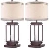 28 In. Brown Table Lamp Set ((Set Of 2)) Dimmable Farmhouse Table Lamps With Shape And USB Ports -Lamp Parts brown table lamps fxfgtdorbzs 64 1000
