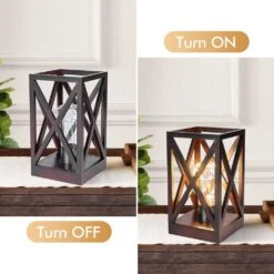 8.9 In. 2-Pack Retro Battery Powered Indoor Table Lamps, Brown Red Finish -Lamp Parts brown table lamps wbtl jh04 br 1f 1000