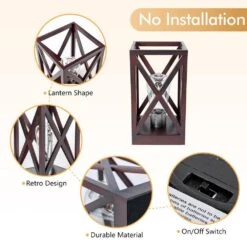 8.9 In. 2-Pack Retro Battery Powered Indoor Table Lamps, Brown Red Finish -Lamp Parts brown table lamps wbtl jh04 br 44 1000