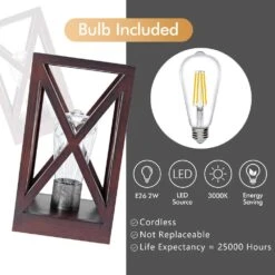 8.9 In. 2-Pack Retro Battery Powered Indoor Table Lamps, Brown Red Finish -Lamp Parts brown table lamps wbtl jh04 br fa 1000