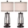 28 In. Brown Tall Table Lamps (Set Of 2) 2-Lights Bedside Nightstand Lamp With Shade -Lamp Parts brown table lamps yxfgtdorbzs 64 1000