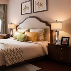 28 In. Brown Tall Table Lamps (Set Of 2) 2-Lights Bedside Nightstand Lamp With Shade -Lamp Parts brown table lamps yxfgtdorbzs 76 1000