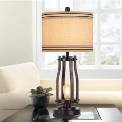 28 In. Brown Tall Table Lamps (Set Of 2) 2-Lights Bedside Nightstand Lamp With Shade -Lamp Parts brown table lamps yxfgtdorbzs fa 1000
