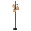 65.03 In. Brown Boho Rattan Dimmable Tree Standing Floor Lamps With 3 LED Edison Bulbs