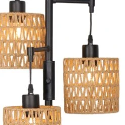 65.03 In. Brown Boho Rattan Dimmable Tree Standing Floor Lamps With 3 LED Edison Bulbs -Lamp Parts brown uixe floor lamps ssl 62531 1 fa 1000