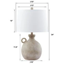 Cleveland 24 In. Brown Traditional Dimmable Resin Bedroom Living Room Bedside Desk Nightstand Table Lamps Usb Port -Lamp Parts brown white linen shade maxax table lamps t177 bn s 40 1000
