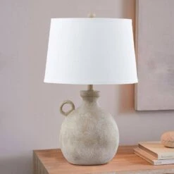 Cleveland 24 In. Brown Traditional Dimmable Resin Bedroom Living Room Bedside Desk Nightstand Table Lamps Usb Port -Lamp Parts brown white linen shade maxax table lamps t177 bn s 44 1000