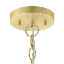 Closs 60-Watt 3-Light Brushed Gold Shaded Pendant Light With White Scalloped Fabric Shade, No Bulbs Included -Lamp Parts brushed brass hampton bay pendant lights 24275 002 1d 1000