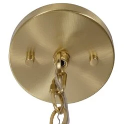 Closs 60-Watt 3-Light Brushed Gold Shaded Pendant Light With White Scalloped Fabric Shade, No Bulbs Included -Lamp Parts brushed brass hampton bay pendant lights 24275 002 76 1000