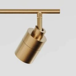 Shura 5-Light Brushed Brass Integrated LED Track Light With Rotatable Heads, 4 Ft. Track Lighting Kit, 3000k, 2450 Lumen -Lamp Parts brushed brass vidalite track lighting kits ce1009074 1f 1000