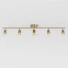 Shura 5-Light Brushed Brass Integrated LED Track Light With Rotatable Heads, 4 Ft. Track Lighting Kit, 3000k, 2450 Lumen -Lamp Parts brushed brass vidalite track lighting kits ce1009074 64 1000