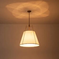 Haven Modern Farmhouse 4-Light Brass Frame Pendant Light With White Fabric Shade For Hallway Or Kitchen -Lamp Parts brushed brass white fabric huoku pendant lights pd1063411l 77 1000