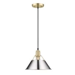 Golden Lighting Orwell 100-Watt 1-Light Brushed Champagne Bronze And Chrome Pendant Light