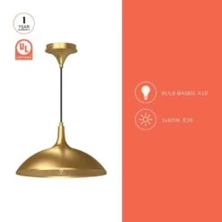 Abel 14 In. 1 Light 60-Watt Brushed Gold Pendant Light -Lamp Parts brushed gold alora mood pendant lights pd627914bg 1d 1000