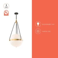 Harmony 18 In. 4 Light 60-Watt Brushed Gold/Glossy Opal Glass Pendant Light -Lamp Parts brushed gold glossy opal glass alora mood pendant lights pd406418bggo 1d 1000