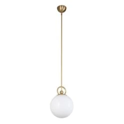Fiore 10 In. 1 Light 60-Watt Brushed Gold/Glossy Opal Glass Pendant Light -Lamp Parts brushed gold glossy opal glass alora mood pendant lights pd407910bggo 1f 1000
