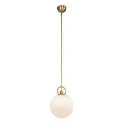 Fiore 10 In. 1 Light 60-Watt Brushed Gold/Glossy Opal Glass Pendant Light -Lamp Parts brushed gold glossy opal glass alora mood pendant lights pd407910bggo 4f 1000