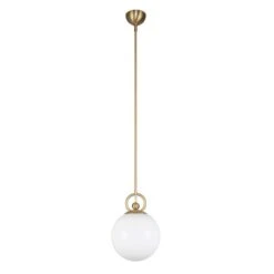 Fiore 10 In. 1 Light 60-Watt Brushed Gold/Glossy Opal Glass Pendant Light -Lamp Parts brushed gold glossy opal glass alora mood pendant lights pd407910bggo c3 1000