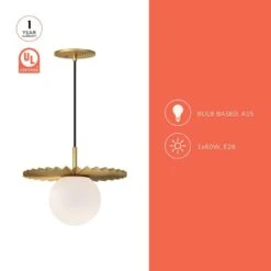 Plume 12 In. 1 Light 60-Watt Brushed Gold/Opal Matte Glass Pendant Light -Lamp Parts brushed gold opal matte glass alora mood pendant lights pd501212bgop 1d 1000