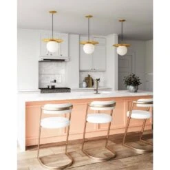 Plume 14 In. 1 Light 60-Watt Brushed Gold/Opal Matte Glass Pendant Light -Lamp Parts brushed gold opal matte glass alora mood pendant lights pd501214bgop 31 1000