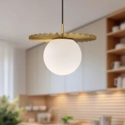 Plume 14 In. 1 Light 60-Watt Brushed Gold/Opal Matte Glass Pendant Light -Lamp Parts brushed gold opal matte glass alora mood pendant lights pd501214bgop 66 1000