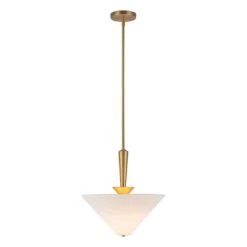 Bridgette 16-in 1 Light 60-Watt Brushed Gold/White Linen Pendant Light