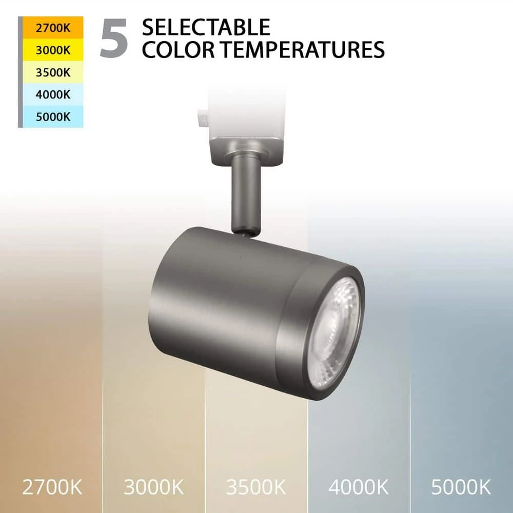 Charge Brushed Nickel 5CCT Integrated LED Ceiling Hardwired Fixed Track Cylinder Head, H Track (6-Pack) 5 Charge Brushed Nickel 5CCT Integrated LED Ceiling Hardwired Fixed Track Cylinder Head, H Track (6-Pack) - Image 3