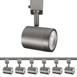 Charge Brushed Nickel 5CCT Integrated LED Ceiling Hardwired Fixed Track Cylinder Head, H Track (6-Pack) 19 Charge Brushed Nickel 5CCT Integrated LED Ceiling Hardwired Fixed Track Cylinder Head, H Track (6-Pack) -Lamp Parts brushed nickel 6 pack wac limited track lighting heads h 8010 cs bn 6 de 1000
