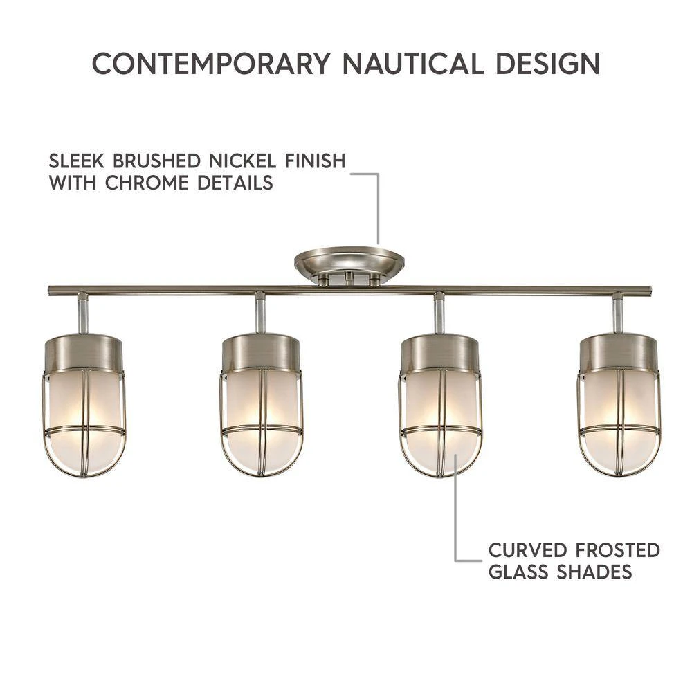 Miles 2.3 Ft. 4-Light Brushed Nickel And Chrome Detail Track Lighting Kit 6 Miles 2.3 Ft. 4-Light Brushed Nickel And Chrome Detail Track Lighting Kit - Image 4