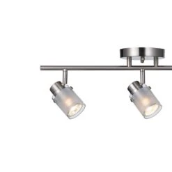 22.5 In. 3-Light Brushed Nickel Track Light Fixture With Frosted Glass Shades -Lamp Parts brushed nickel bel air lighting track lighting kits w 953 bn 1f 1000