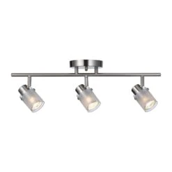 22.5 In. 3-Light Brushed Nickel Track Light Fixture With Frosted Glass Shades