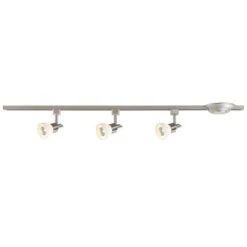 3-Light Brushed Nickel Glass Linear Track Lighting Kit