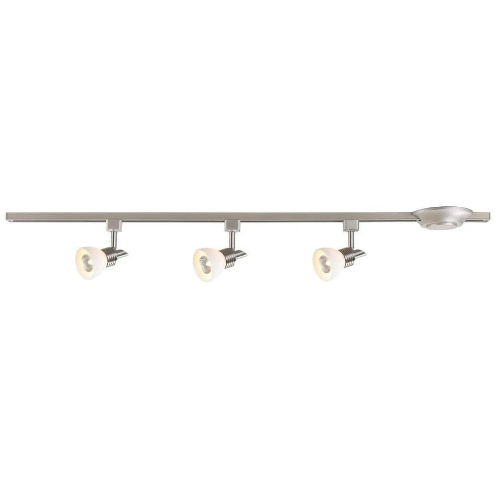 3-Light Brushed Nickel Glass Linear Track Lighting Kit 3 3-Light Brushed Nickel Glass Linear Track Lighting Kit