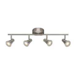 Armstrong 2 Ft. Brushed Nickel Integrated LED Hardwired Track Lighting Kit With 4 Fixed Track Heads