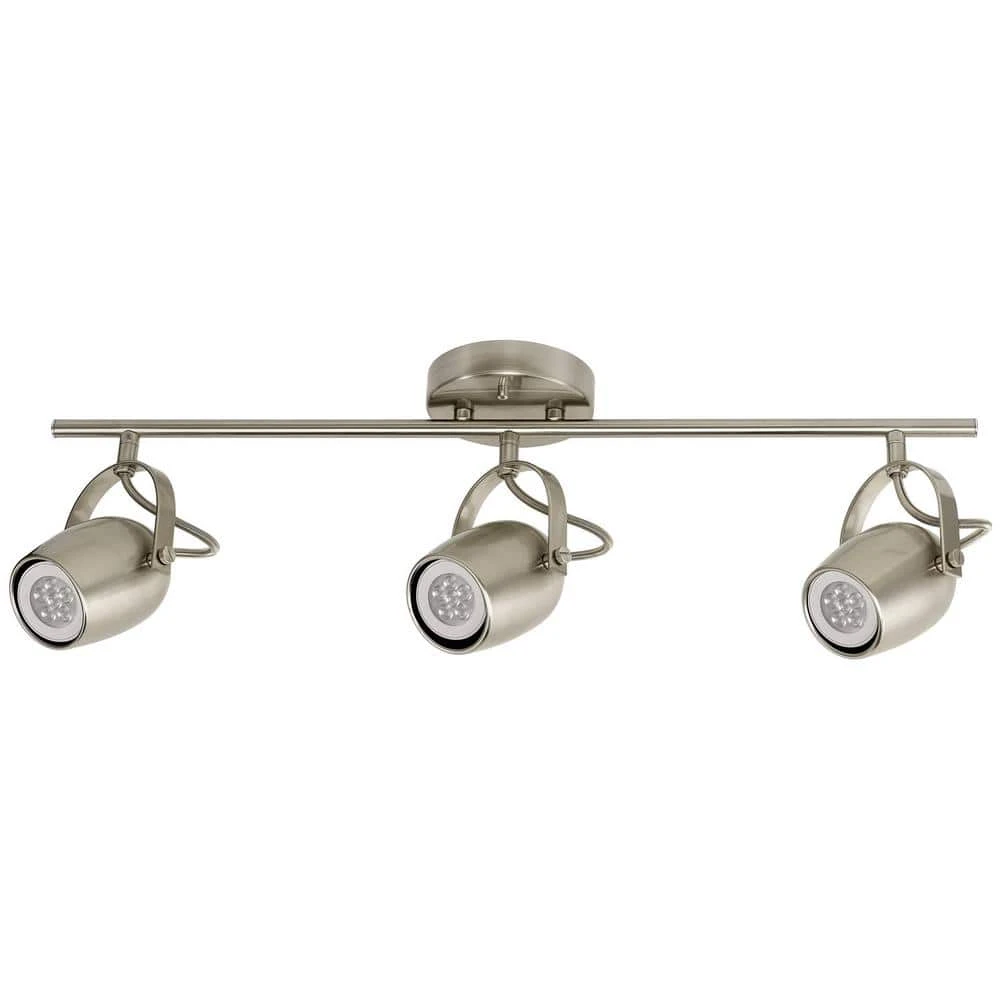 Globe Electric Samara Collection 3-Light Brushed Nickel Track Lighting With Dimmable 50-Watt LED GU10 Bulb Included 3 Globe Electric Samara Collection 3-Light Brushed Nickel Track Lighting With Dimmable 50-Watt LED GU10 Bulb Included