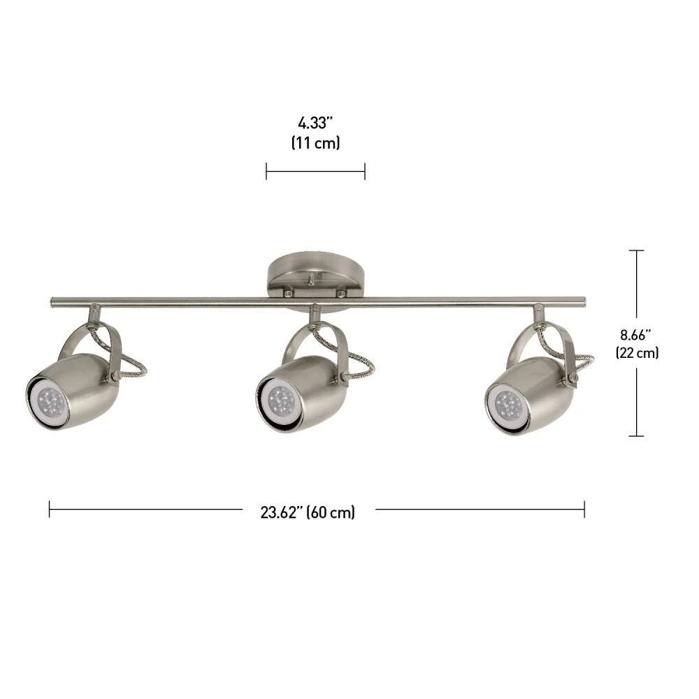 Globe Electric Samara Collection 3-Light Brushed Nickel Track Lighting With Dimmable 50-Watt LED GU10 Bulb Included 8 Globe Electric Samara Collection 3-Light Brushed Nickel Track Lighting With Dimmable 50-Watt LED GU10 Bulb Included - Image 6
