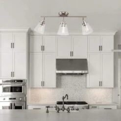 Globe Electric Jackson 2 Ft. 3-Light Brushed Nickel Fixed Track Lighting Kit With Clear Glass Shades -Lamp Parts brushed nickel globe electric track lighting kits 59628 31 1000