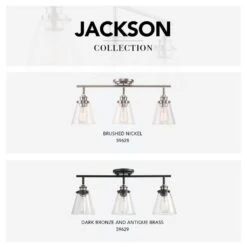 Globe Electric Jackson 2 Ft. 3-Light Brushed Nickel Fixed Track Lighting Kit With Clear Glass Shades -Lamp Parts brushed nickel globe electric track lighting kits 59628 44 1000